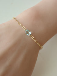 Aquamarine -chain bracelet-