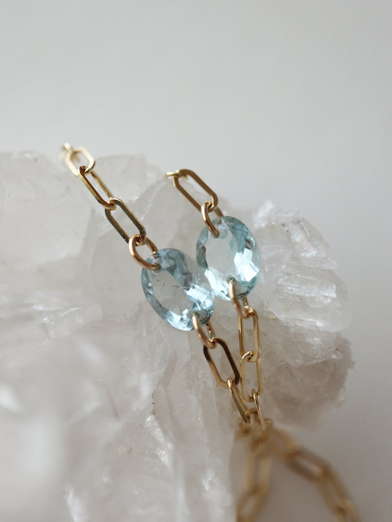 Aquamarine -chain bracelet-