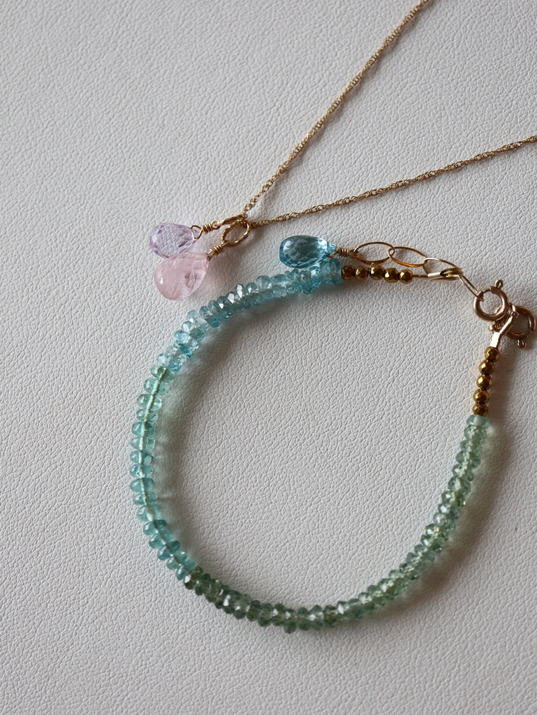 Green Sapphire/Blue Zircon/Blue Tourmaline