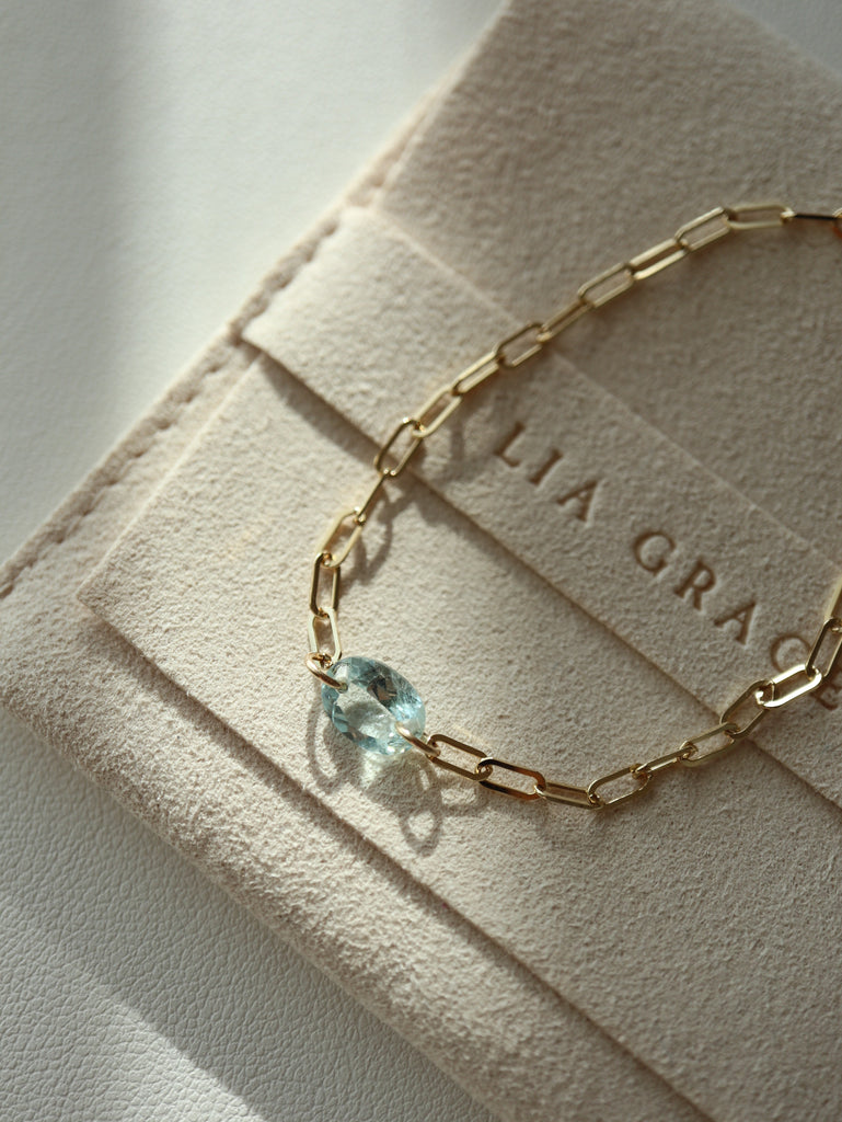 Aquamarine -chain bracelet-