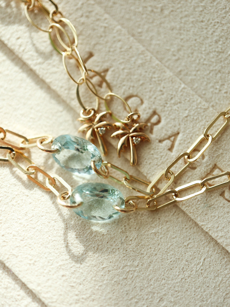 Aquamarine -chain bracelet-