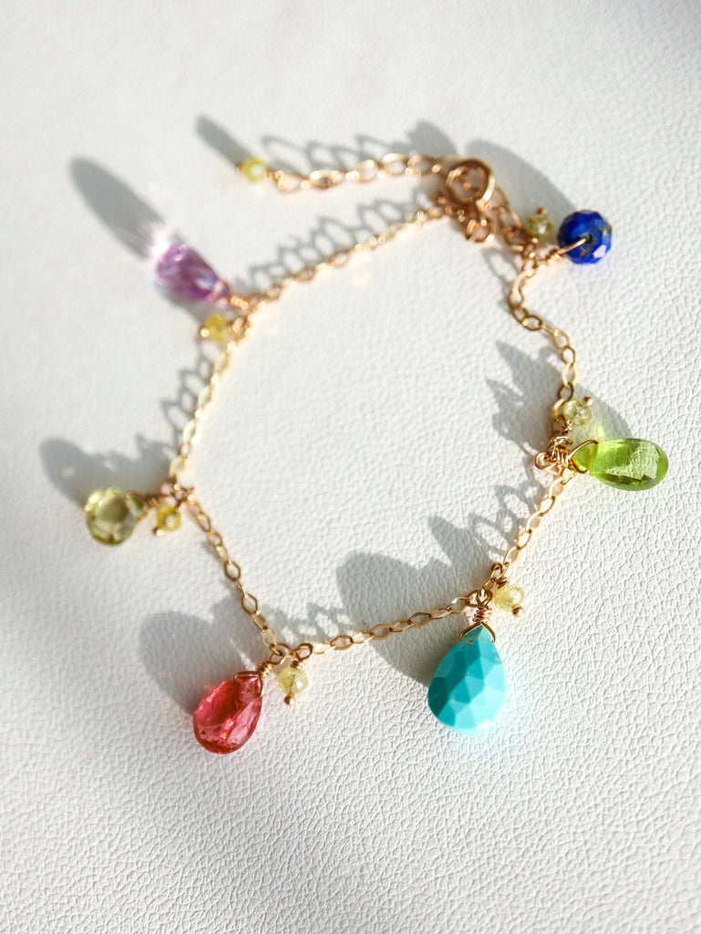 Turquoise / Yellow diamond / Pink Tourmaline & more